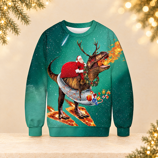 Christmas Printed Round Neck Long Sleeve Sweatshirt — ivory Christmas product photograph