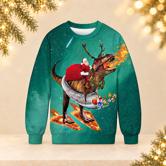 Christmas Printed Round Neck Long Sleeve Sweatshirt — ivory Christmas product photograph