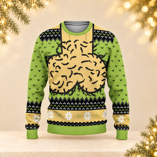Christmas Creative and Fun Design Printed Loose Round Neck Comfortable Sweatshirt — ivory Christmas product photograph