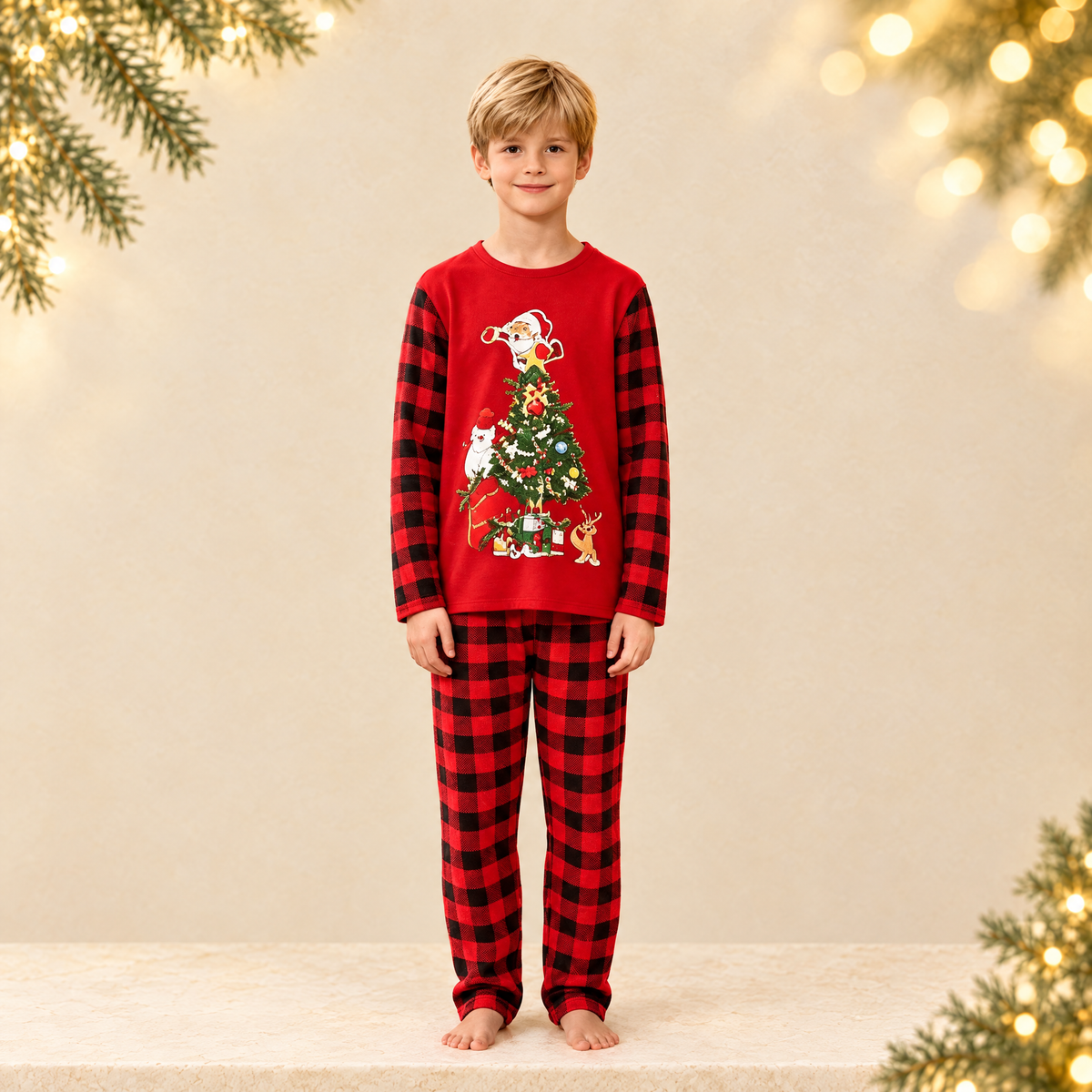 Family Pajamas Set for Christmas — ivory Christmas product photograph