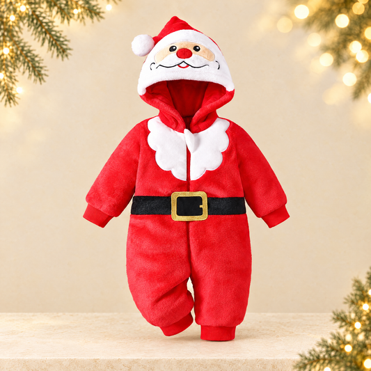 Christmas Santa Claus Baby Jumpsuit — ivory Christmas product photograph