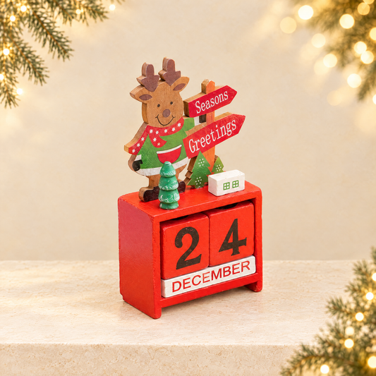 Wooden Christmas Calendar Ornament Desktop Decoration — ivory Christmas product photograph