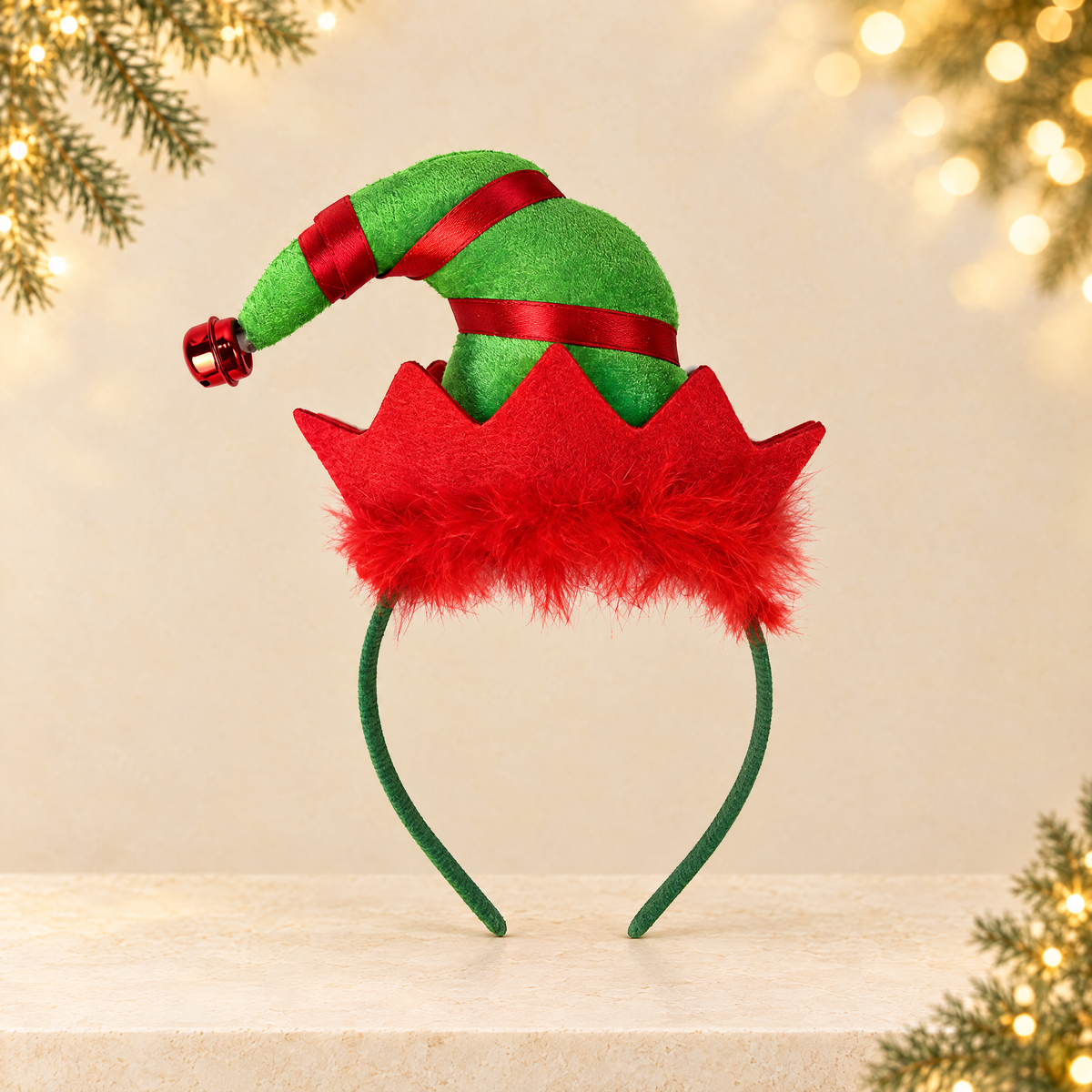 Christmas Party Headband Fun Santa Hat Reindeer Antlers Hair Accessories — ivory Christmas product photograph