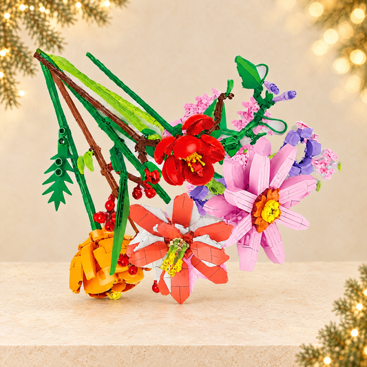 Flower Bouquet Christmas Countdown Building Blocks Toy — ivory Christmas product photograph