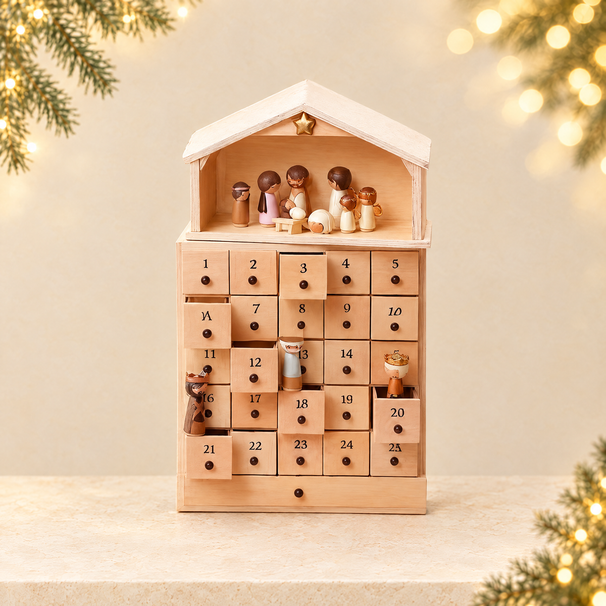 nativity advent calendar — ivory Christmas product photograph