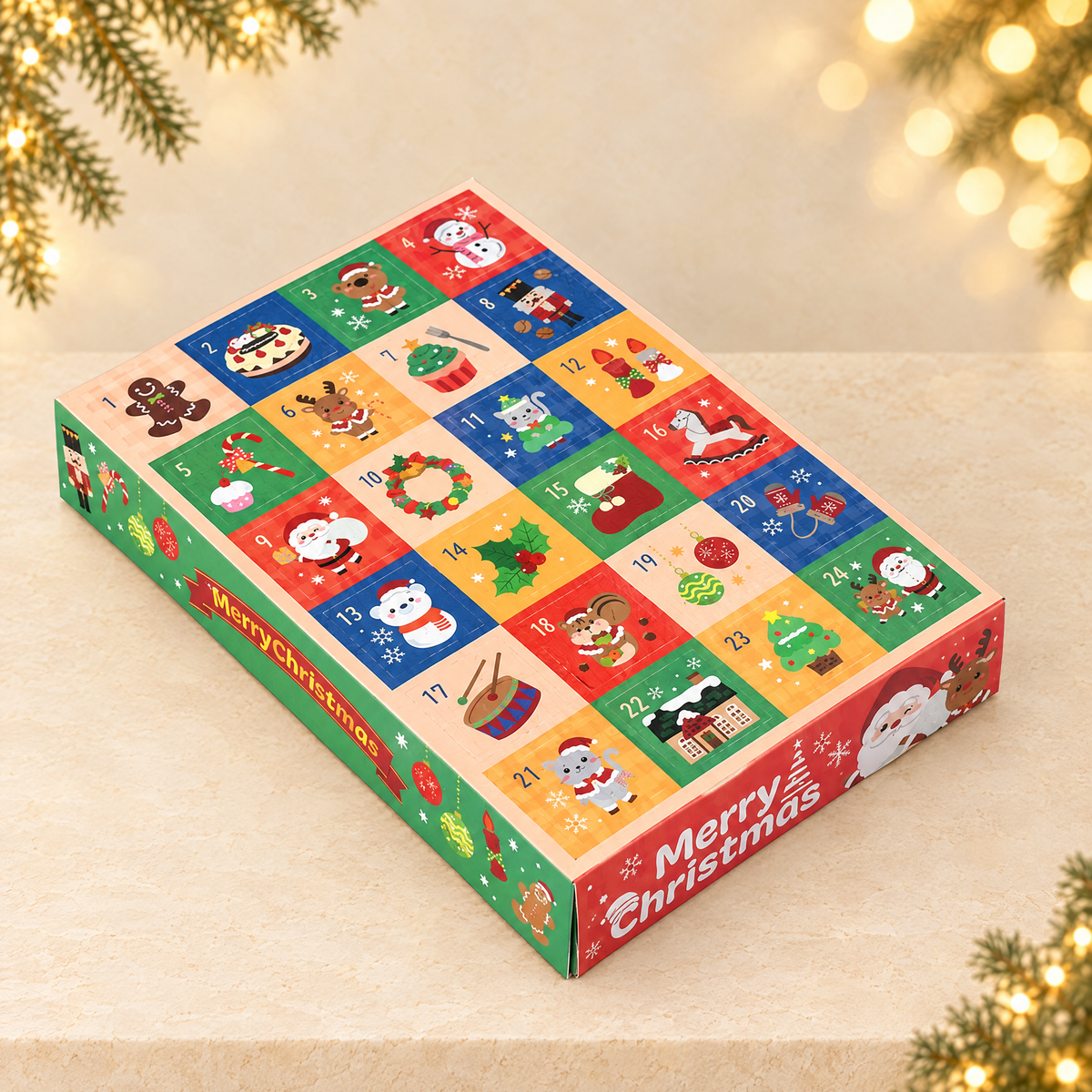 24-Grid Christmas Blind Box Empty Gift Packaging — ivory Christmas product photograph