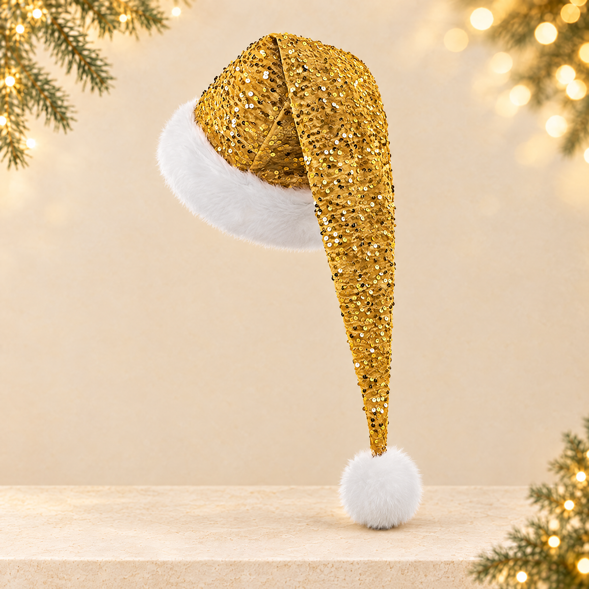 Christmas Sequin Party Hat — ivory Christmas product photograph