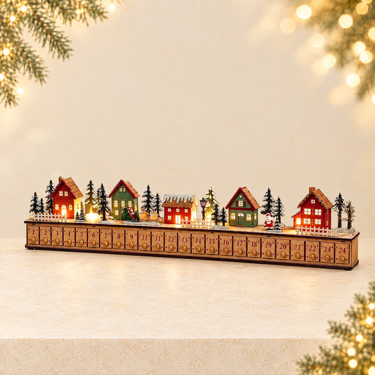 Christmas Village Wood Advent Calendar — ivory Christmas product photograph