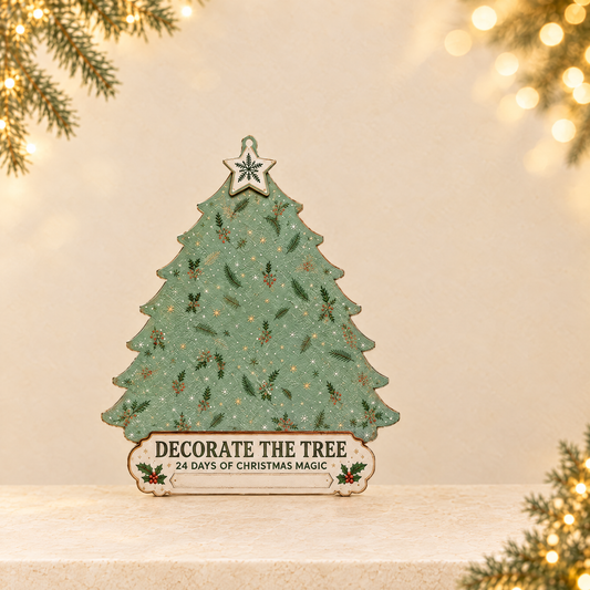 Christmas 24-day countdown calendar wooden Christmas decoration item — ivory Christmas product photograph