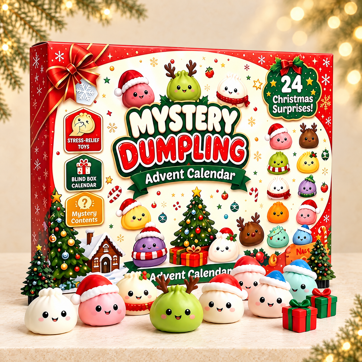 Christmas Countdown Calendar Squishy Toy Set — ivory Christmas product photograph