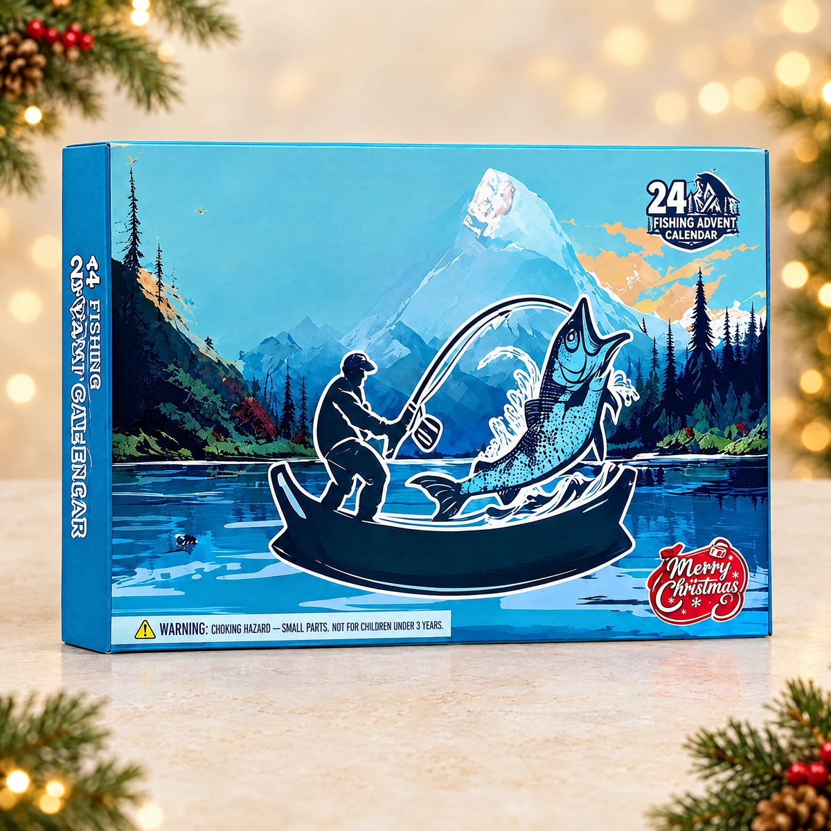 Blue 24-day fishing advent calendar gift box