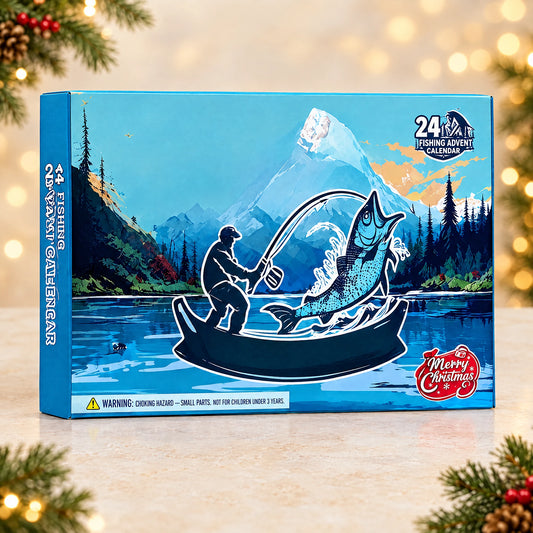 Blue 24-day fishing advent calendar gift box