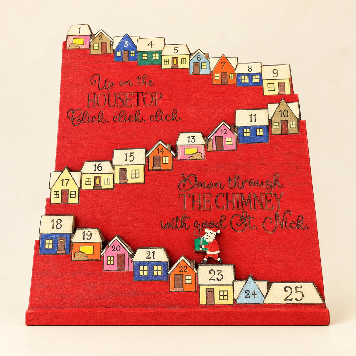 Red wooden Christmas countdown board